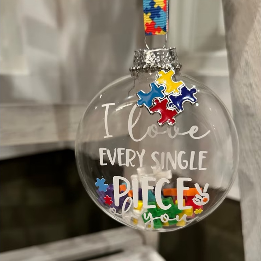 Autism Awareness Puzzle Piece Ornament | Personalized | glass ornament